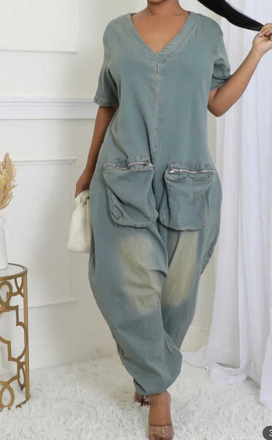 Denim Harem Look Jumpsuit