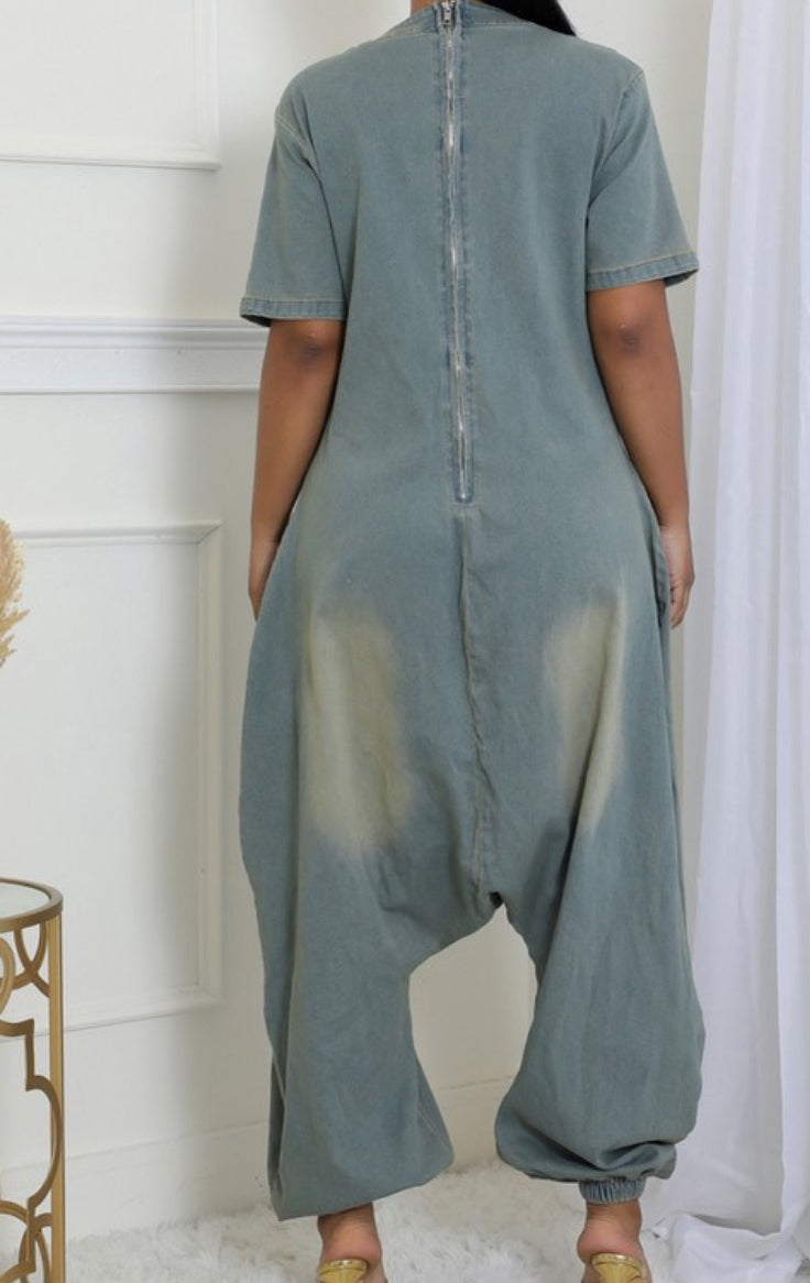 Denim Harem Look Jumpsuit