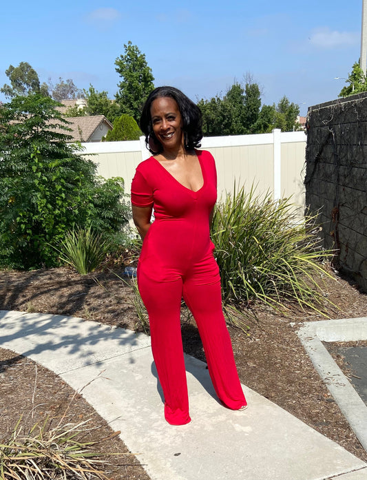 Sexy in Red Jumpsuit