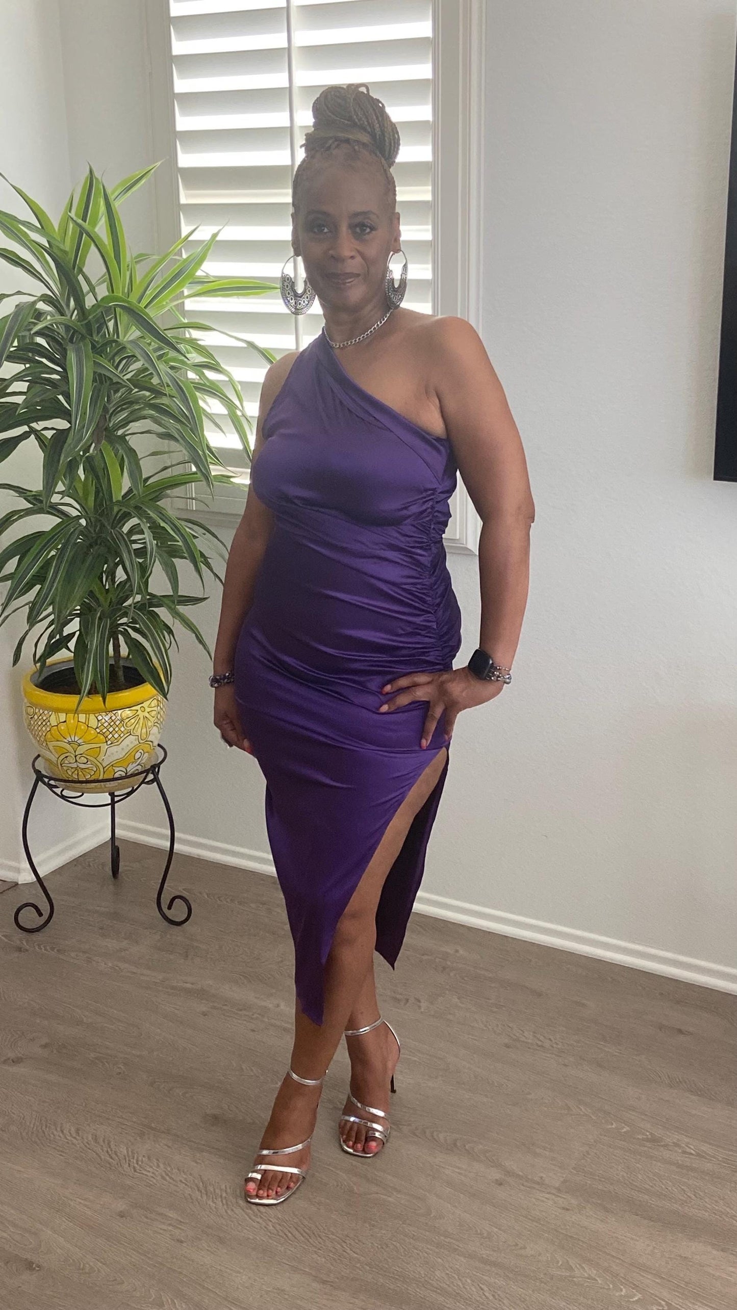 Purple One Shoulder Party Dress