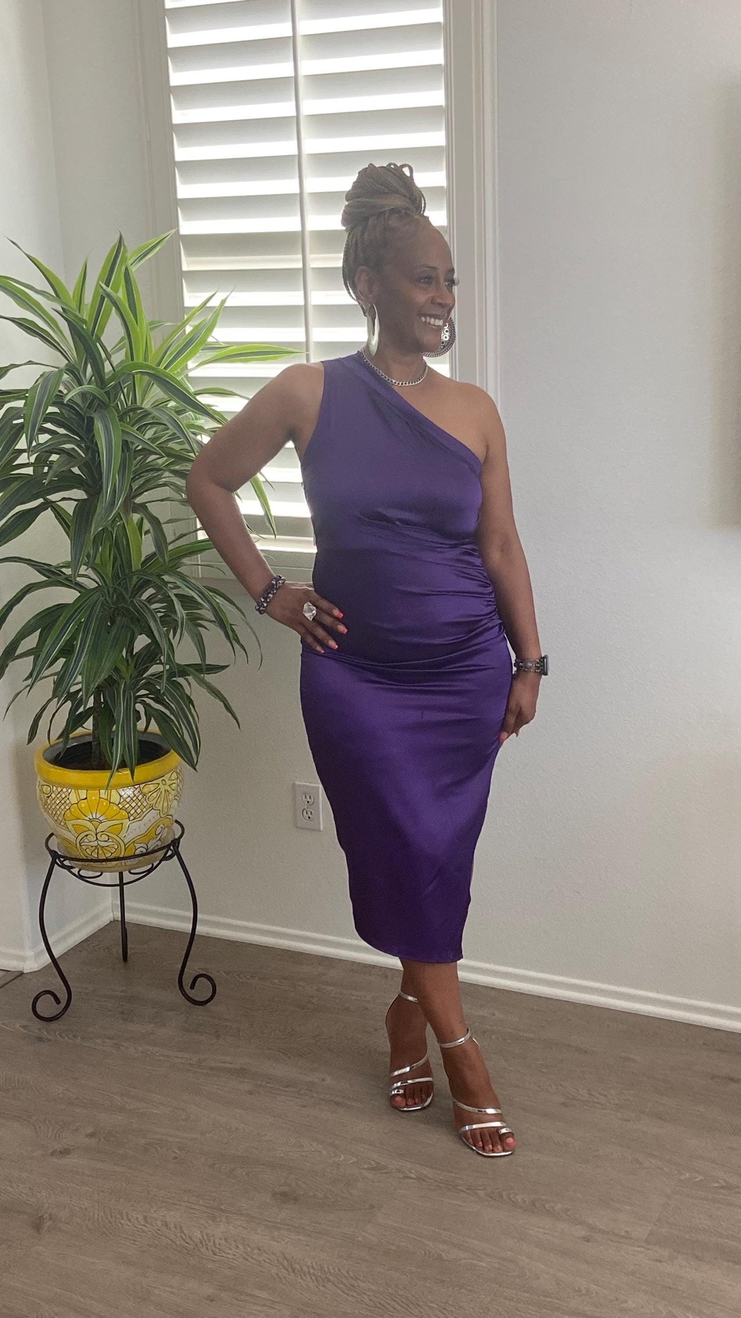 Purple One Shoulder Party Dress