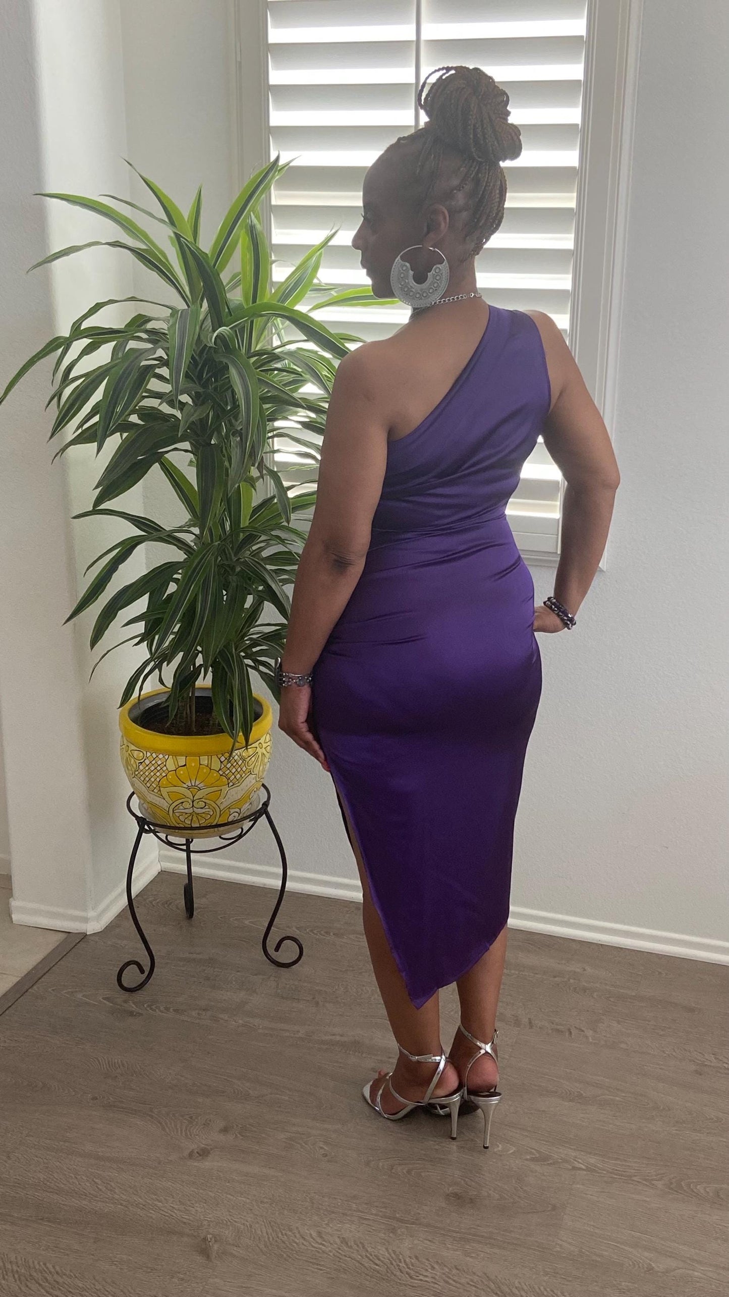 Purple One Shoulder Party Dress