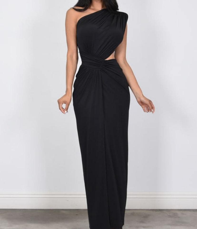 Asymmetric One Shoulder Maxi Dress